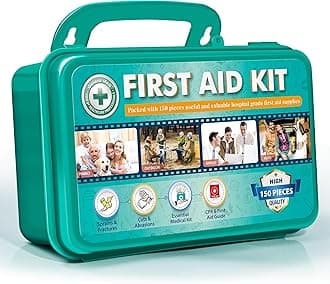 General Medi 150 Pieces Hardcase First Aid Kit - First Aid Box Contains Premium Medical Supplies for Travel, Home, Office, Vehicle, Camping, Workplace & Outdoor