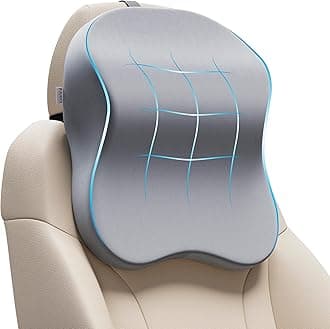 FOVERA Car Neck Rest Pillows | 2 Years Warranty | Memory Foam Car Seat Head Rest Pillow for Neck and Cervical Support - Neck Pillow for Car - Relieves Neck Pain (Large, Grey, Pack of 1)
