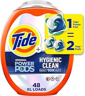 TideHygienic Clean Heavy 10x Duty Power PODS Laundry Detergent Pacs, Original, 48 count, For Visible and Invisible Dirt (Packaging May Vary)