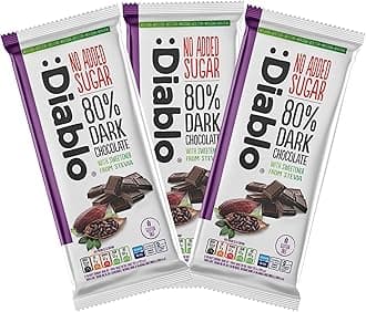 Diablo No Added Sugar 80% Dark Chocolate – No Added Sugar Chocolate Bar, Sweetened with Stevia, Gluten Free, Ideal for Any Occasion, Birthdays, Valentines, or Gift Hampers, 75g (Pack of 3)