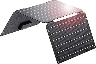 BigBlue 30W Solar Panel Charger with Fast Charging USB-A, USB-C and DC Ports, IP68 Waterproof, Portable Folding Solar Charger Compatible with iPhone, iPad, Samsung, LG, Power Banks, Power Station