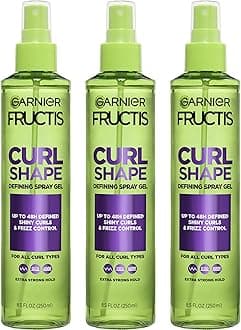 Fructis Style Curl Shape Defining Spray Gel for No Frizz, 8.5 Fl Oz, 3 Count (Packaging May Vary)