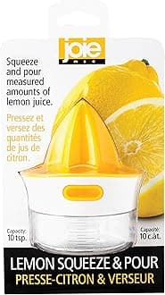 Joie Citrus Juicer with Built-In Strainer, Manual Lemon and Lime Squeezer, Yellow