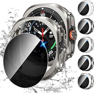 Tensea Multipack for Samsung Galaxy Watch Ultra 2025 / Galaxy Watch 7 Ultra 2024 47mm Accessories, Hard PC Bumper/HD Anti-Fog Tempered Glass Protective Film, Face Cover Set for Women Men