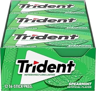 Spearmint Sugar-Free Chewing Gum, 12 Packs of 14 Pieces (168 Total Pieces)