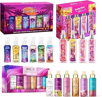 So…? Self Love Heaven Womens Body Mist Gift Set Bundle, Unique Grande (6x50ml), Summer Escapes Grande (6x50ml) & Body Mist by So…? Luscious Four Set (4x100ml)