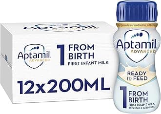 Aptamil Advanced 1 First Infant Baby Milk Ready to Use Liquid Formula, from Birth, 200ml (Pack of 12)