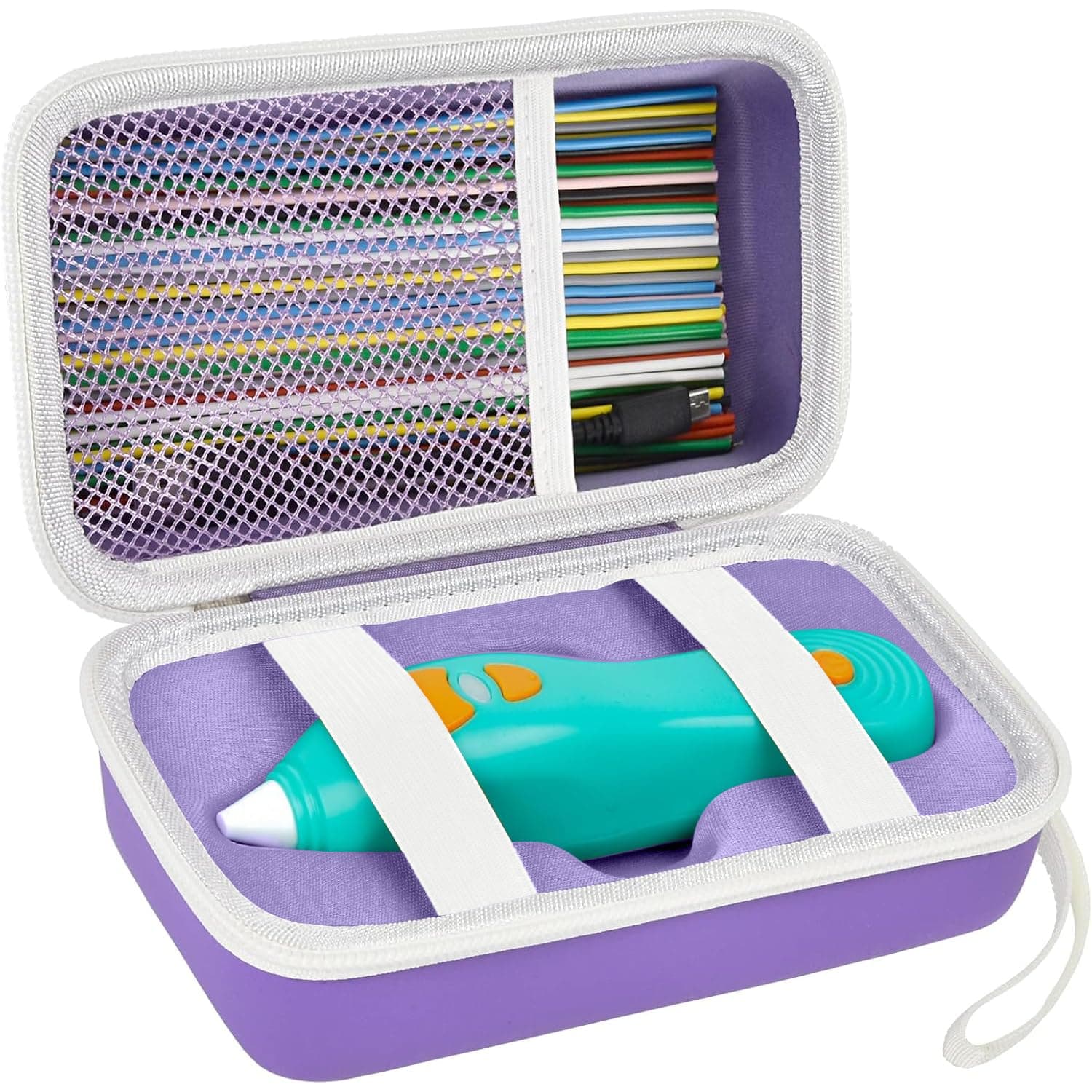 ANKHOH Case Compatible with 3Doodler Start+ Essentials (2023) for 3D Pen Set for Kids, Storage Organizer Holder for Printing Filament Refill and Micro-USB Charger, Purple-Bag Only