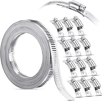 Ripeng Stainless Steel Large Hose Clamps, Worm Drive, Adjustable for Intercooler, Pipe, Plumbing, Tube and Fuel Line(34.5 Feet,13 Pcs)