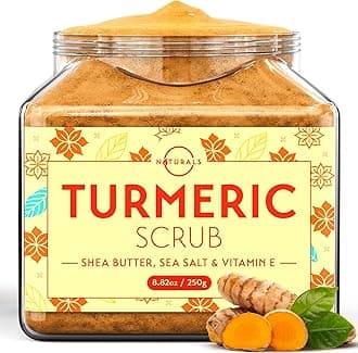 O Naturals Turmeric Body Scrub – Exfoliating Body Scrub for Smooth and Hydrated Skin with Natural Turmeric and Salt, Gentle Face Scrub and Body Scrub Exfoliator, 8.82 oz
