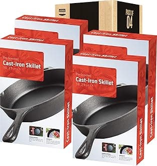 Utopia KitchenSaute Fry Pan - Chefs Pan, Pre-Seasoned Cast iron Skillet - Frying Pan 10.25 Inch - Safe Grill Cookware for indoor & Outdoor Use - Cast Iron Pan (Black) - Pack of 6