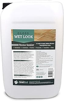 SmartSeal's Natural Stone Sealer - Professional Grade Wet Look Finish for Sandstone & Limestone - Easy to Apply Patio Sealer (25L)