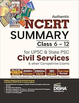 Disha Authentic NCERT Summary (Class 6 to 12) for UPSC & State PSC Civil Services & other Competitive Exams | Old & New NCER One Liner General Studies | IAS Prelims & Mains