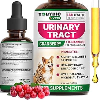 Cat & Dog UTI Treatment & Urinary Tract Infection Remedy with Cranberry & D-Mannose - Feline Natural Medicine for UTI Relief - Kidney + Bladder Support Supplement - Pet Renal Health
