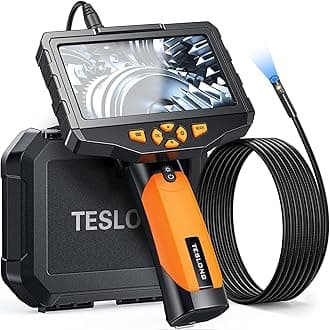 Teslong Inspection Camera, Dual Lens Borescope Camera with Light, NTS300 5" IPS Industrial Endoscope, 1080P Waterproof Flexible Mechanic Fiber Optic Snake Scope Cam for Wall Automotive Engine (10FT)