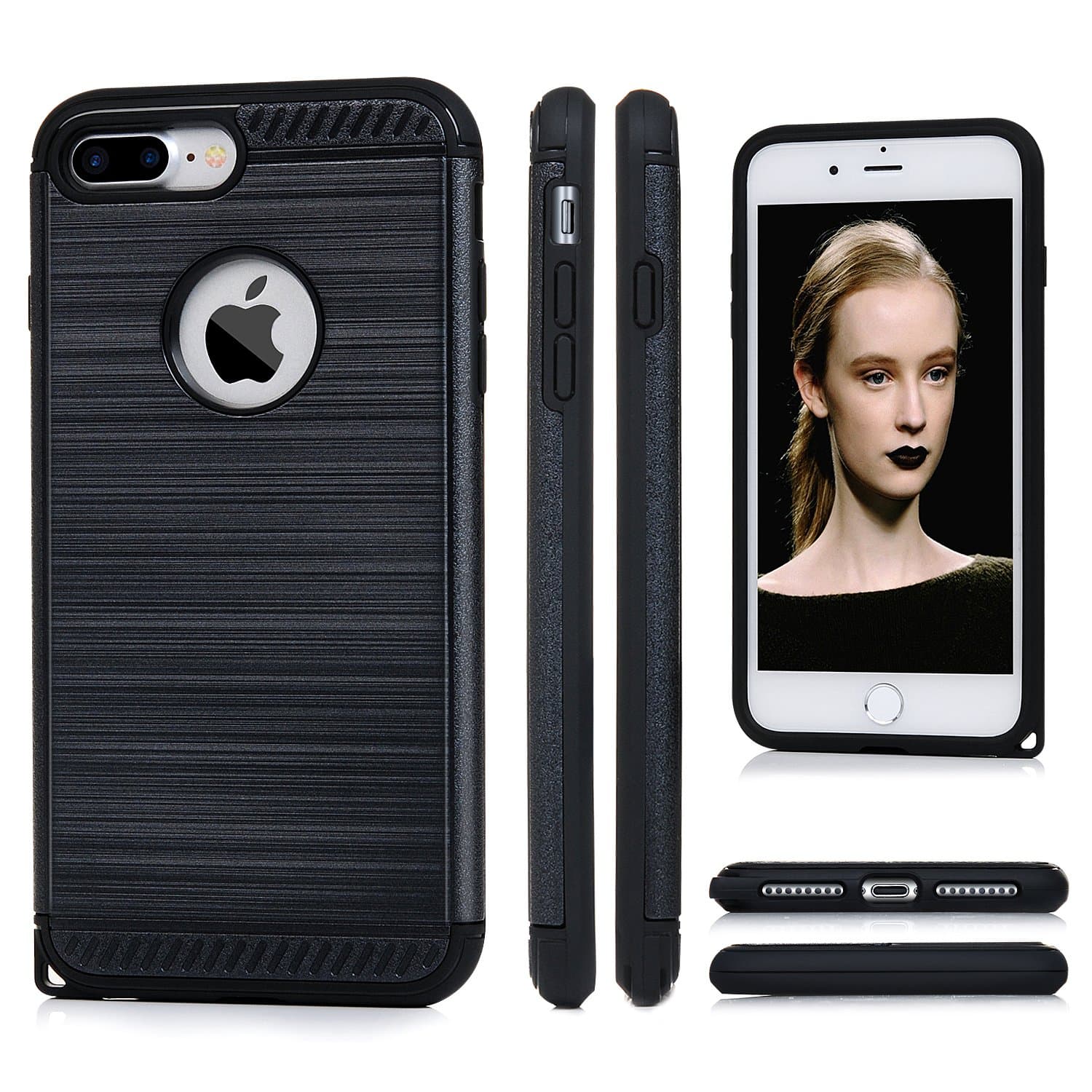 7 Plus Case, iPhone 7 Plus Case - MixcTech [Heavy Duty] Design Soft TPU + Hard PC Dual Layer Full Body Protection for iPhone 7 Plus 5.5 inch (Black)