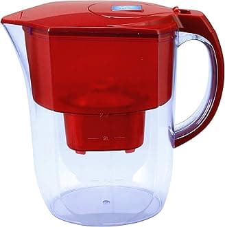 Ehm Ultra Premium Alkaline Water Filter Pitcher - 3.8L, Activated Carbon Filter- BPA Free, Healthy, Clean, & Toxin-Free Mineralized Alkaline Water in Minutes- Up to 9.5 pH-2021 (RED,White,Blue) (red)