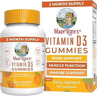 MARYRUTH'S Vitamin D3 Gummies | 2 Month Supply | Adults & Kids Vitamin D Gummy | Immune Support Supplement | VIT D3 1000IU for Bone Health&Muscle Function | Vegan | Non-GMO | Gluten Free | 60