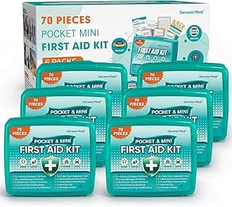 General Medi 420 Piece First Aid Kit, 6 Individual Boxes of 70 Items Each - Contains Premium Medical Supplies for Travel, Home, Office, Vehicle, Camping, Workplace & Outdoor (420 pcs, 6 Pack)
