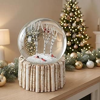 Christmas Snow Globes for Girls, 100MM Cardinal Snow Globes for Kids, Animal Red Bird Snowglobe for Adults Men Birthday Gifts for Halloween Fall Christmas Decorations NO Music