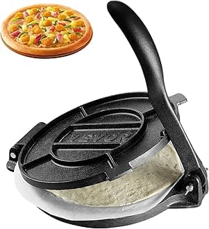 VEVOR Tortilla Press, 10 Inch Tortilla and Roti Maker, Cast Iron Heavy Duty Tortilladora Press, Pre-Seasoned Pataconera Maker with 100 Pcs Parchment Paper, Dough Maker for Flour Tortilla, Tawa, Silver