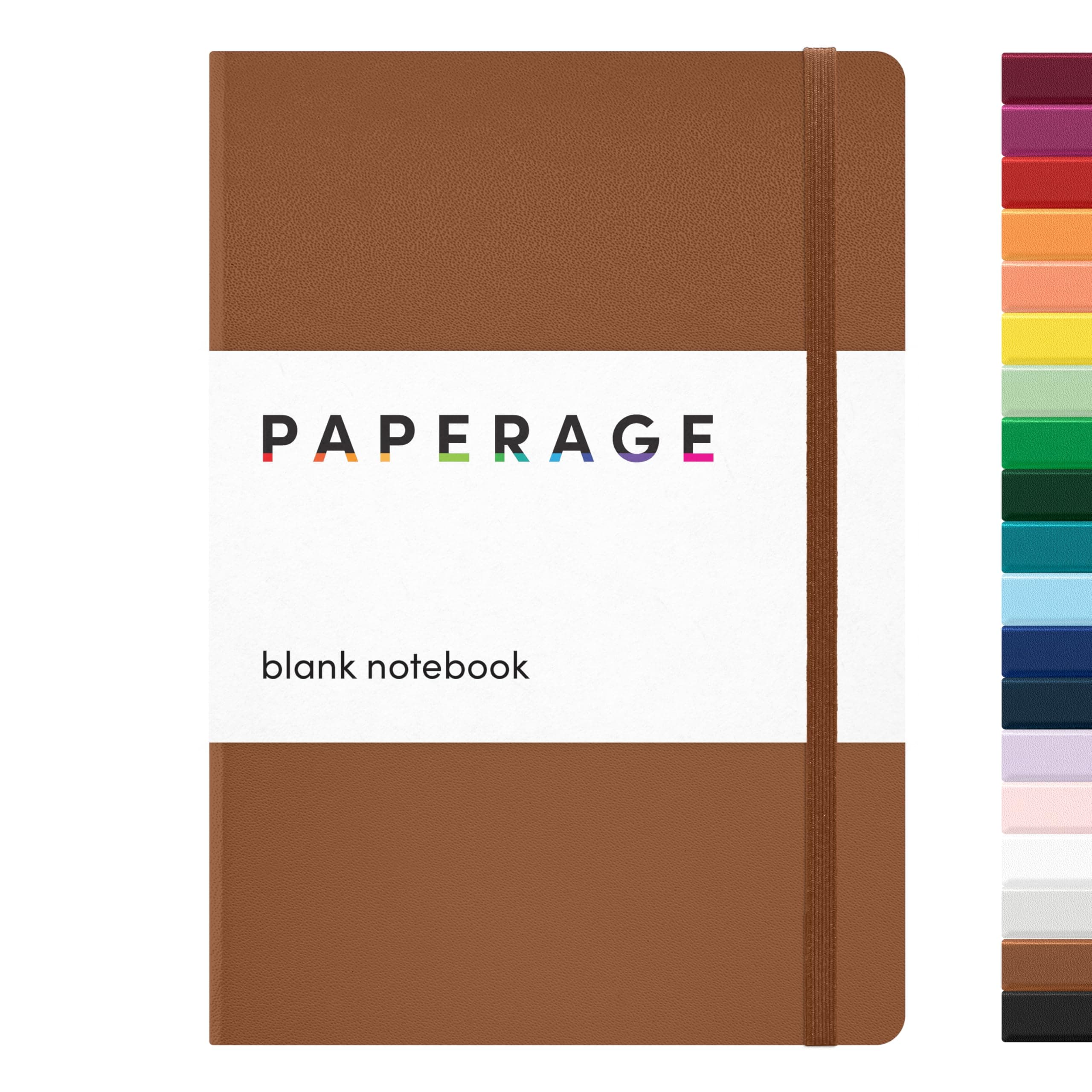 PAPERAGE Blank Journal Notebook, (Cognac), 160 Pages, Medium 5.6 inches x 8 inches - 100 GSM Thick Paper, Hardcover