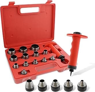 Hollow Punch Kit Leather Punches Tools Hole Punch Set Gasket Punch Set Gasket Cutter 3/16 to 1-3/8in (5-35mm)