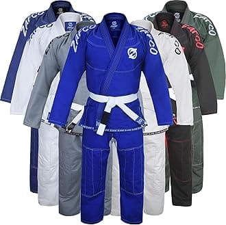 Brazilian Jiu Jitsu Gi BJJ Gi for Men & Women Grappling gi Uniform Kimonos Light, Preshrunk, with White Belt
