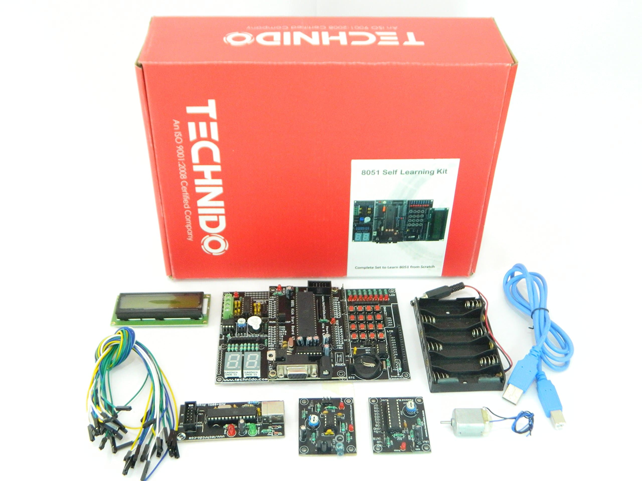 ATMEL 8051 /8052 Development Board Self Starter Learning Kit USB ISP Programmer with Interfacing Modules | TECHNIDO