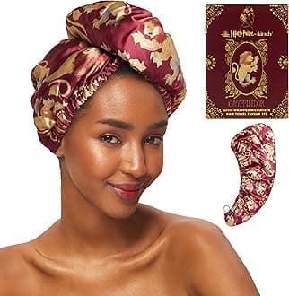 Harry Potter x Satin Microfiber Hair Towel Wrap for Women - Super Absorbent, Quick Dry, Anti-Frizz, for Long & Short Hairs, Turbans for Women, Hair Wrap - Gryffindor