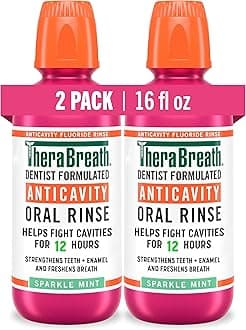 TheraBreath Healthy Smile Fluoride Mouthwash, Sparkle Mint, Anticavity
