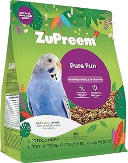 ZuPreem Pure Fun Bird Food, Parakeet, Budgie, Parrotlet, Dove, Seed and Pellet Blend for Small Birds, Food Mixer Topper, Enriching Variety, Made in USA, Bird Seed, Parakeet Food (S, 2 lbs)
