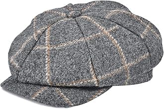 Mens Newsboy Cap High Woolen Tweed Gatsby Hat Ivy Cabbie Flat Golf Cap for Fathers Women Unisex