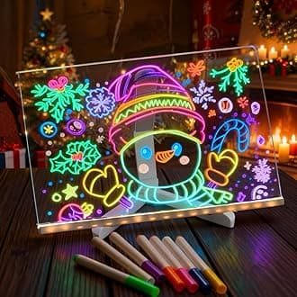 LED Note Board with Colors, Glowing Acrylic Message Marker Board, Illuminating Dry Erase Board with Sturdy Stand, Memo Letter Board with Interactive Light, White Board for Idea Generation (11.8*7.9in)