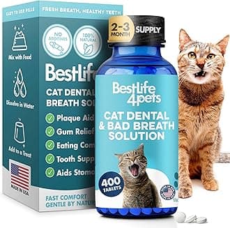 Cat Bad Breath & Oral Health Remedy, Natural Dental Care Cats Teeth, Mouth and Gums, Easy to Use Daily Supplement for Stomatitis, Gingivitis, Plaque & Tartar Control for Cats, 800 Small Pills