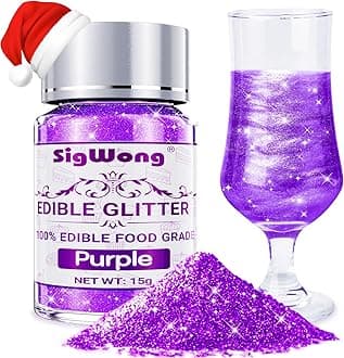 Purple Edible Glitter - 15g Food Grade Luster Dust Powder, Cake Decorating Sprinkle Glimmery Dust for Drinks, Wine, Fondant, Chocolate, Candy, Cookie, Vegan