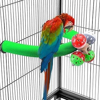 U Shape Parrot Perch Stand Pet Toy Bird Platform Sand Paw Grinding Clean Stick Cage Exercise Conure Budgie Cockatiel Accessories (Green Rotate)