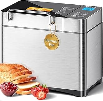 Bread Maker, 17-in-1 2LB Stainless Steel with Bread Machine, Non-Stick Pan, Smart Touch, Auto Nut Dispenser, 15H Timer&Keep-Warm, 3 Sizes 3 Colors, 66 Recipes, Gluten-Free, Sourdough