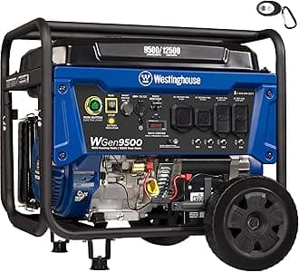 Westinghouse Outdoor Power Equipment 12500 Peak Watt Home Backup Portable Generator, Remote Electric Start with Auto Choke, Transfer Switch Ready 30A & 50A Outlets, Gas Powered