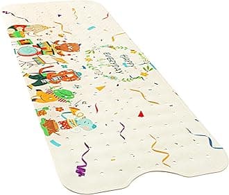 YINENN Bath and Shower Safety Mats 40x16 inch, Non Slip with Suction Cups for Bathroom Stall and Tub Floor, Extra Large and Machine Washable, Drain Holes Keep Bathtub Clean, Colored Animals