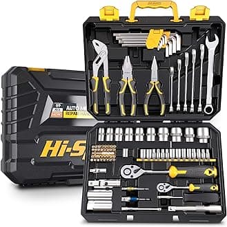Hi-Spec 89 Piece Tool Set-General Househould Hand Tool Kit, Auto Repair Tool, with Toolbox Storage Case for Garage