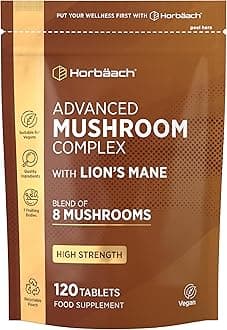 Mushroom Complex 8 | High Strength Lion's Mane Mushroom, Chaga, Cordyceps, Reishi, Shiitake & More | Providing Polysaccharides | 120 Capsules (2 Month Supply) | Vegan | by Horbaach