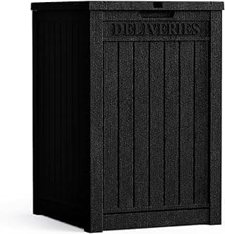 55GAL Black Outdoor Deck Box with Lock - SGS - Certified UV Protection, Weatherproof for All - Season Use, Great for Storing Tools and Small Items, Easy to Assemble