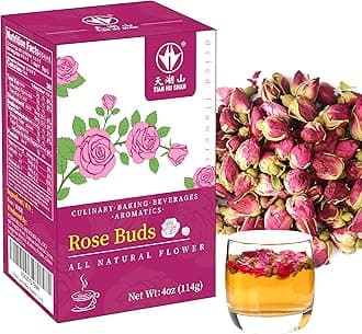 TIAN HU SHAN Rose Tea Loose Leaf, Premium Dried Rose Buds, Food Grade Natural Herbal Tea, Caffeine Free Sugar Free, 4 Ounce Pack of 1