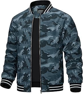 TACVASEN Men's Lightweight Jacket Casual Spring Fall Windbreaker Bomber Zip Up Coat With Pocket