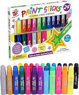 Paint Sticks,24 Classic Colors, Washable, Non-toxic, Tempera Paint Sticks for Kids and Students