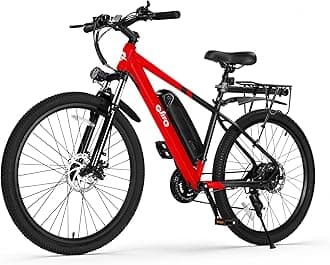 QlifeRacer Electric Bike for Adults - 21-Speed Mountain Lightweight Ebike with 750W Peak 22MPH Brushless Motor, 375Wh Removable Battery, 26X2.1 Step Over E-MTB,E Bikes,Red with F&RR