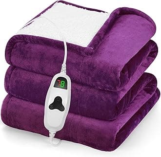 greenoak Heated Blanket Electric Throw 50"X60", Heating Blanket with 10 Heat Levels 8 Hours Auto-Off,Fleece Soft Blanket,Christmas Birthday Gifts for Teen Girls Mom, Taro Purple