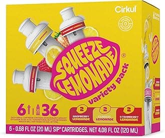 Squeeze Lemonade Flavor Cartridge Variety Pack with B vitamins, 6-Pack (2 Classic, 2 Strawberry, 2 Raspberry)