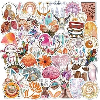 Boho Sticker | 100PCS | Aesthetic Vinyl Waterproof Bohemian Stickers Packs for Teens Girls Adults, Modern Minimalist Abstract Line Art Decor for Water Bottles Scrapbooking Journaling Junk Skateboard